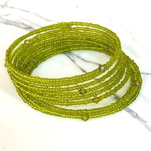 Lime Green beaded slinky bracelet
